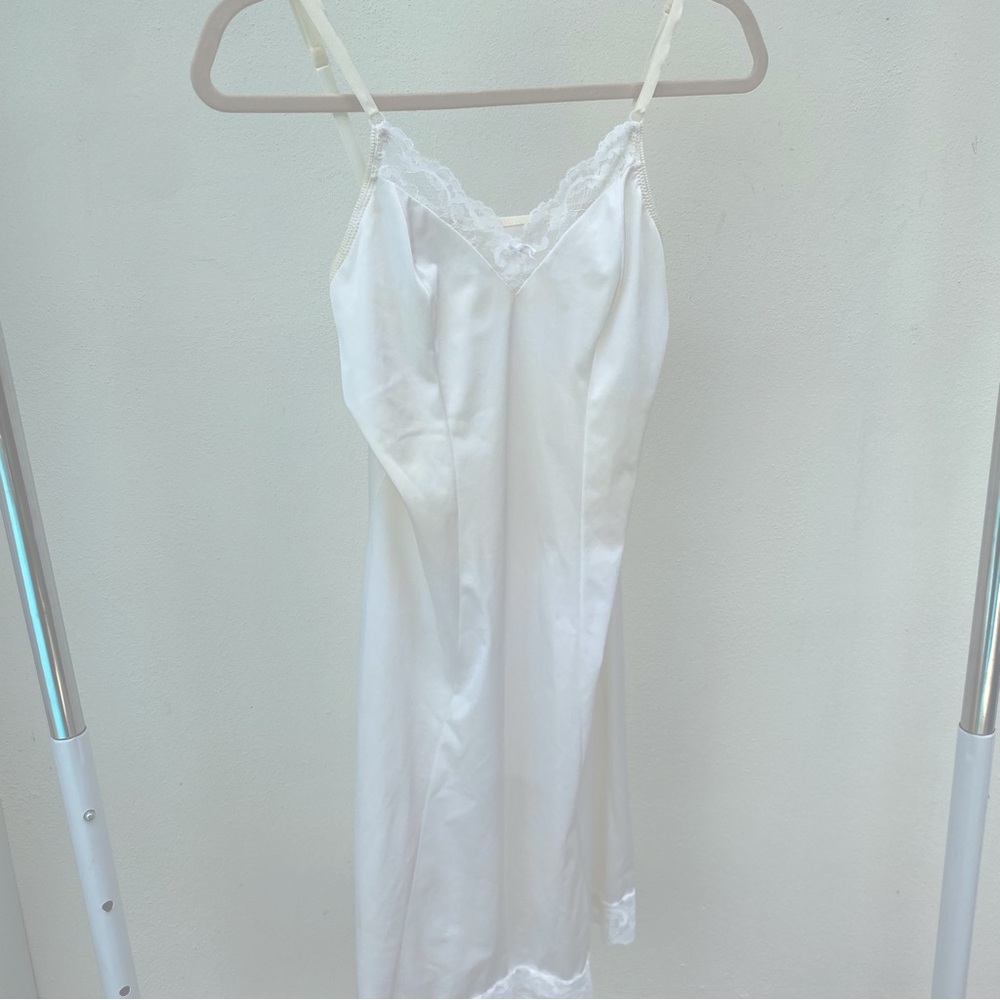 Vintage Ivory White Slip Dress Size S/M